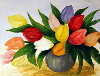 Zeitgenössisches Werk mit dem Titel « 323 - tulipes multicolores », Erstellt von GDLAPALETTE - UN UNIVERS DE CREATIONS