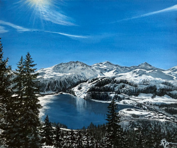 Zeitgenössisches Werk mit dem Titel « Lac hivernal de la montagne », Erstellt von RITA