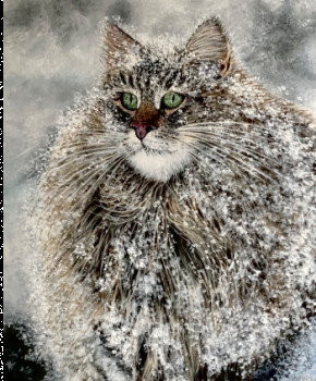 Zeitgenössisches Werk mit dem Titel « Chat de neige », Erstellt von RITA