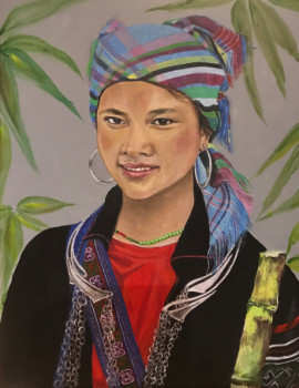 Zeitgenössisches Werk mit dem Titel « Hmong de Sapa », Erstellt von ANNE AMOUROUX