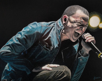 Zeitgenössisches Werk mit dem Titel « Chester Bennington », Erstellt von RICHY WAM K