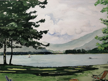 Zeitgenössisches Werk mit dem Titel « Lac de Lugano 2 », Erstellt von ANDRé FEODOROFF