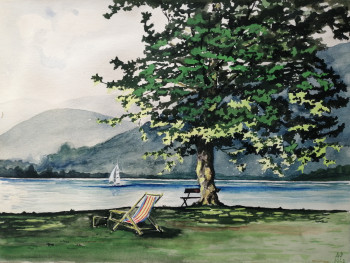 Zeitgenössisches Werk mit dem Titel « Lac de Lugano 3 », Erstellt von ANDRé FEODOROFF