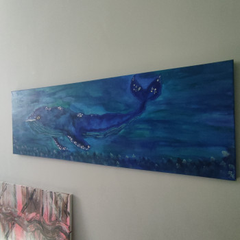 Zeitgenössisches Werk mit dem Titel « Baleine bleue », Erstellt von ARTISTE.AA