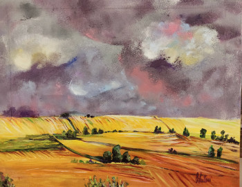 Zeitgenössisches Werk mit dem Titel « Plaine Lauragaise sous l'orage », Erstellt von CLICKART+