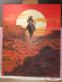 Zeitgenössisches Werk mit dem Titel « Le cowboy solitaire », Erstellt von BB ART