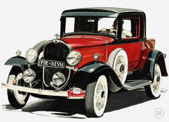 Zeitgenössisches Werk mit dem Titel « Durant 6-14 Series Coupe DeLuxe 1932 », Erstellt von PIRDESSINS