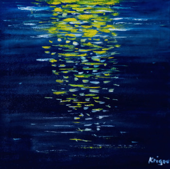 Zeitgenössisches Werk mit dem Titel « Reflets sur l'eau dans la nuit », Erstellt von KRIGOU CHRISTIAN SCHNIDER