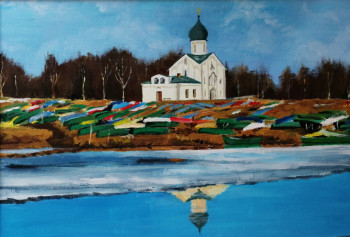 Zeitgenössisches Werk mit dem Titel « Eglise Sainte Paraskevia.Novgorod », Erstellt von ANDRé FEODOROFF