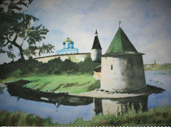 Zeitgenössisches Werk mit dem Titel « Forteresse de Pskov », Erstellt von ANDRé FEODOROFF