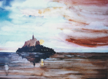 Zeitgenössisches Werk mit dem Titel « Mont Saint Michel », Erstellt von ANDRé FEODOROFF