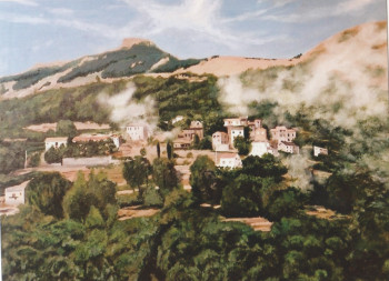 Zeitgenössisches Werk mit dem Titel « Village de Corse », Erstellt von ANDRé FEODOROFF