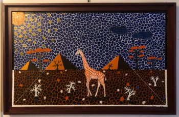 Zeitgenössisches Werk mit dem Titel « Mozakik Girafe ( l' étrange Orange ) », Erstellt von FRANK