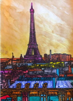 Zeitgenössisches Werk mit dem Titel « Eiffel Tower Paris 2 », Erstellt von ERIC ERIC