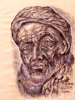 Zeitgenössisches Werk mit dem Titel « PORTRAIT VISAGE HOMME », Erstellt von A.LALMI