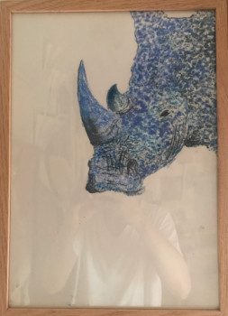 Zeitgenössisches Werk mit dem Titel « Rhinocéros bleue », Erstellt von PASTOR-BOINAY