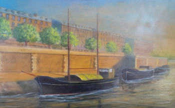 Zeitgenössisches Werk mit dem Titel « "Aurore sur quai de Seine.." », Erstellt von MARC DANCRE