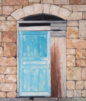 Zeitgenössisches Werk mit dem Titel « Bleu Old Door », Erstellt von RUBZY