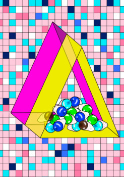 Zeitgenössisches Werk mit dem Titel « Pink pyramid », Erstellt von PINKU.NOREIYA