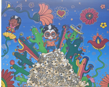 Zeitgenössisches Werk mit dem Titel « Dia de los muertos », Erstellt von CANDY