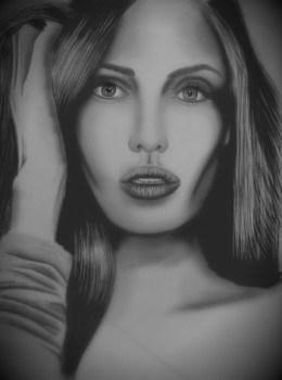 Zeitgenössisches Werk mit dem Titel « Angelina Jolie portrait », Erstellt von OLIVIER BRAUN