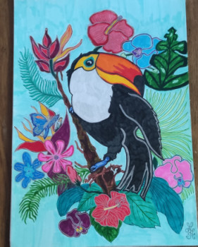 Zeitgenössisches Werk mit dem Titel « Toucan exotique », Erstellt von ARTISTE.AA