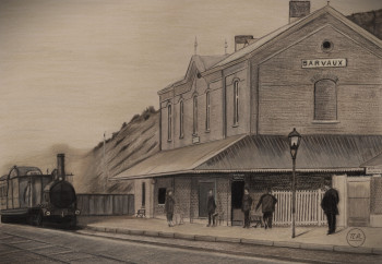 Zeitgenössisches Werk mit dem Titel « Gare de Barvaux », Erstellt von PIRDESSINS