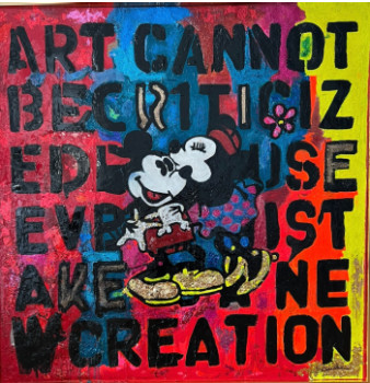 Zeitgenössisches Werk mit dem Titel « Mickey & Minnie in Love », Erstellt von POPARTKUSTOM