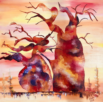 Zeitgenössisches Werk mit dem Titel « Baobabs amoureux », Erstellt von CHARM