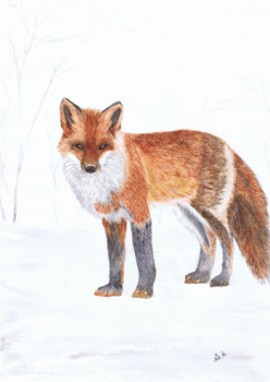 Zeitgenössisches Werk mit dem Titel « The fox ( 40X50cm avec passe-partout) », Erstellt von MIHA