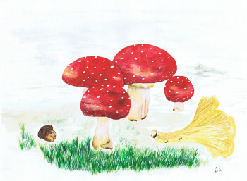 Zeitgenössisches Werk mit dem Titel « Hello automn and mushroom », Erstellt von MIHA