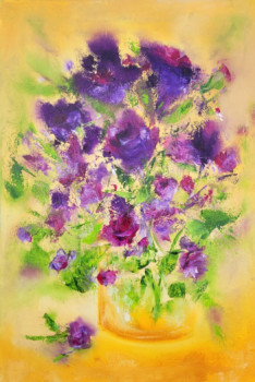 Zeitgenössisches Werk mit dem Titel « Bouquet violet », Erstellt von NADINE DE LESPINATS