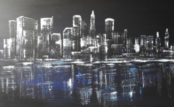 Zeitgenössisches Werk mit dem Titel « NY by night », Erstellt von ROUXEL