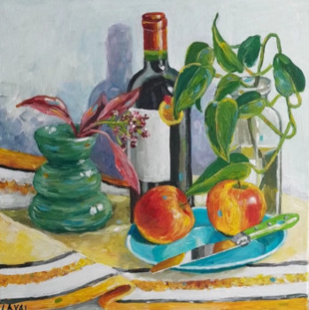 Zeitgenössisches Werk mit dem Titel « pommes et vin », Erstellt von LAYAL DALALE