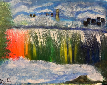 Zeitgenössisches Werk mit dem Titel « Les chutes du Niagara », Erstellt von SP