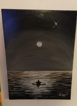 Zeitgenössisches Werk mit dem Titel « Seul pleine lune », Erstellt von VAL'ART