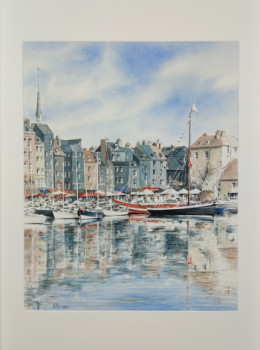 Zeitgenössisches Werk mit dem Titel « Port de Honfleur », Erstellt von VAL.H