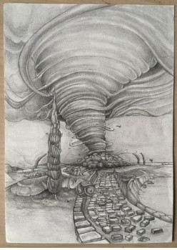 Zeitgenössisches Werk mit dem Titel « Tornade et cyprès italien (version 1) », Erstellt von GREG