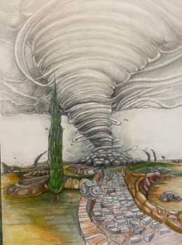 Zeitgenössisches Werk mit dem Titel « Tornade et cyprès italien (version 2) », Erstellt von GREG