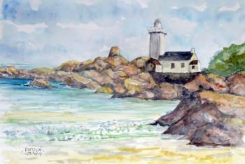 Zeitgenössisches Werk mit dem Titel « Le phare de Pontusval à Brignogan », Erstellt von MICHEL HAMELIN