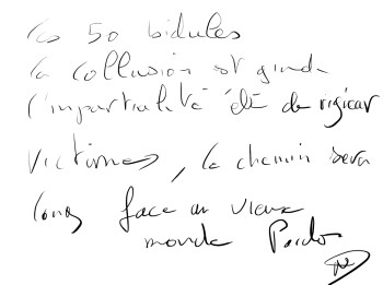 Zeitgenössisches Werk mit dem Titel « Le clan des 50 con connes  , les copains ,le milieu, face à l'infamie ! », Erstellt von NICOLAS D