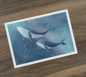 Zeitgenössisches Werk mit dem Titel « Interstellar whales », Erstellt von CAMILLE DE VILLEDON