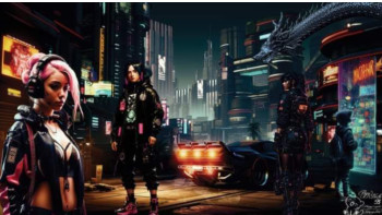 Zeitgenössisches Werk mit dem Titel « Cyberpunk city », Erstellt von PAPYNEKO55