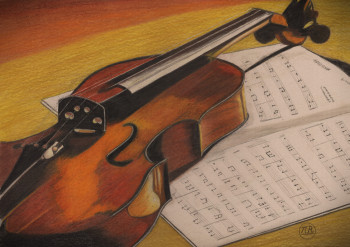 Zeitgenössisches Werk mit dem Titel « Violon sur partition », Erstellt von PIRDESSINS