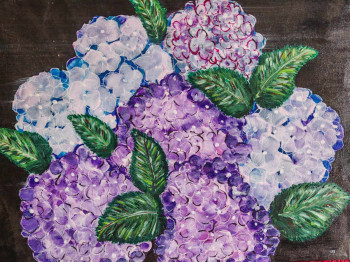 Zeitgenössisches Werk mit dem Titel « HORTENSIAS », Erstellt von ZABOUGNE