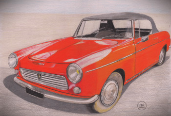 Zeitgenössisches Werk mit dem Titel « Peugeot 404 cabriolet », Erstellt von PIRDESSINS