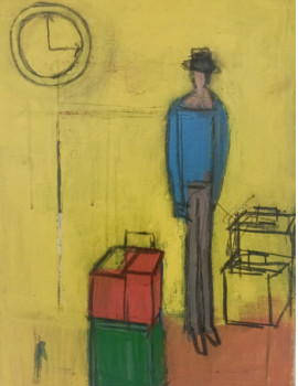 Zeitgenössisches Werk mit dem Titel « personnage et valise », Erstellt von CATHERINE BELL