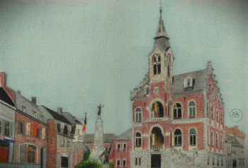 Zeitgenössisches Werk mit dem Titel « Hôtel de ville de Rochefort », Erstellt von PIRDESSINS