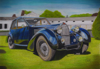 Zeitgenössisches Werk mit dem Titel « Bugatti 57 (1939) », Erstellt von PIRDESSINS