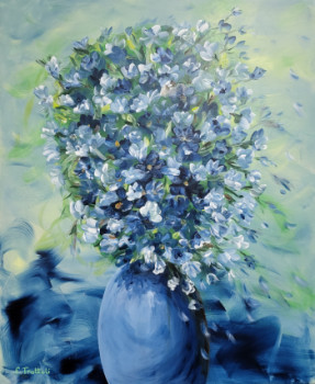 Zeitgenössisches Werk mit dem Titel « Souffle de Mistral sur  les Delphiniums », Erstellt von TROTTOLI